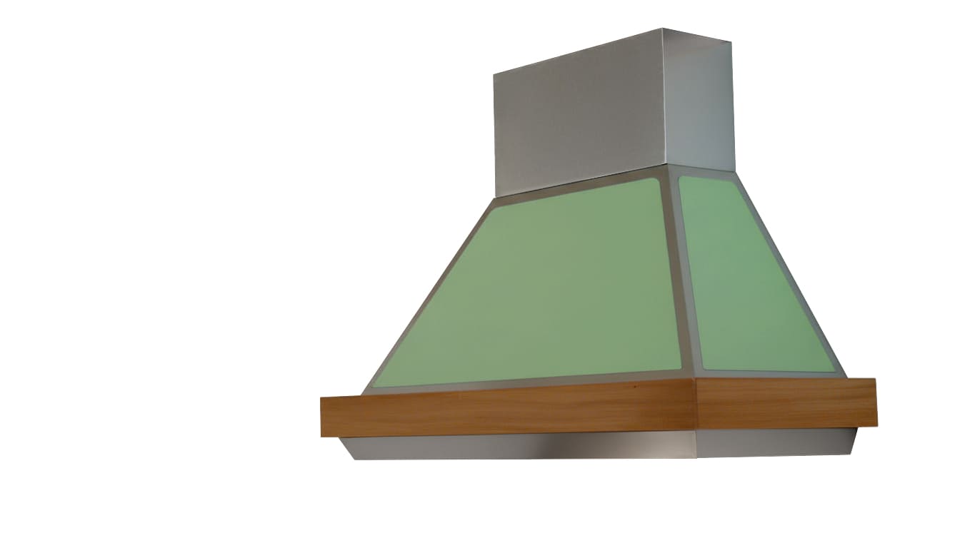 Cappa aspirante con inserto in legno - panoramica