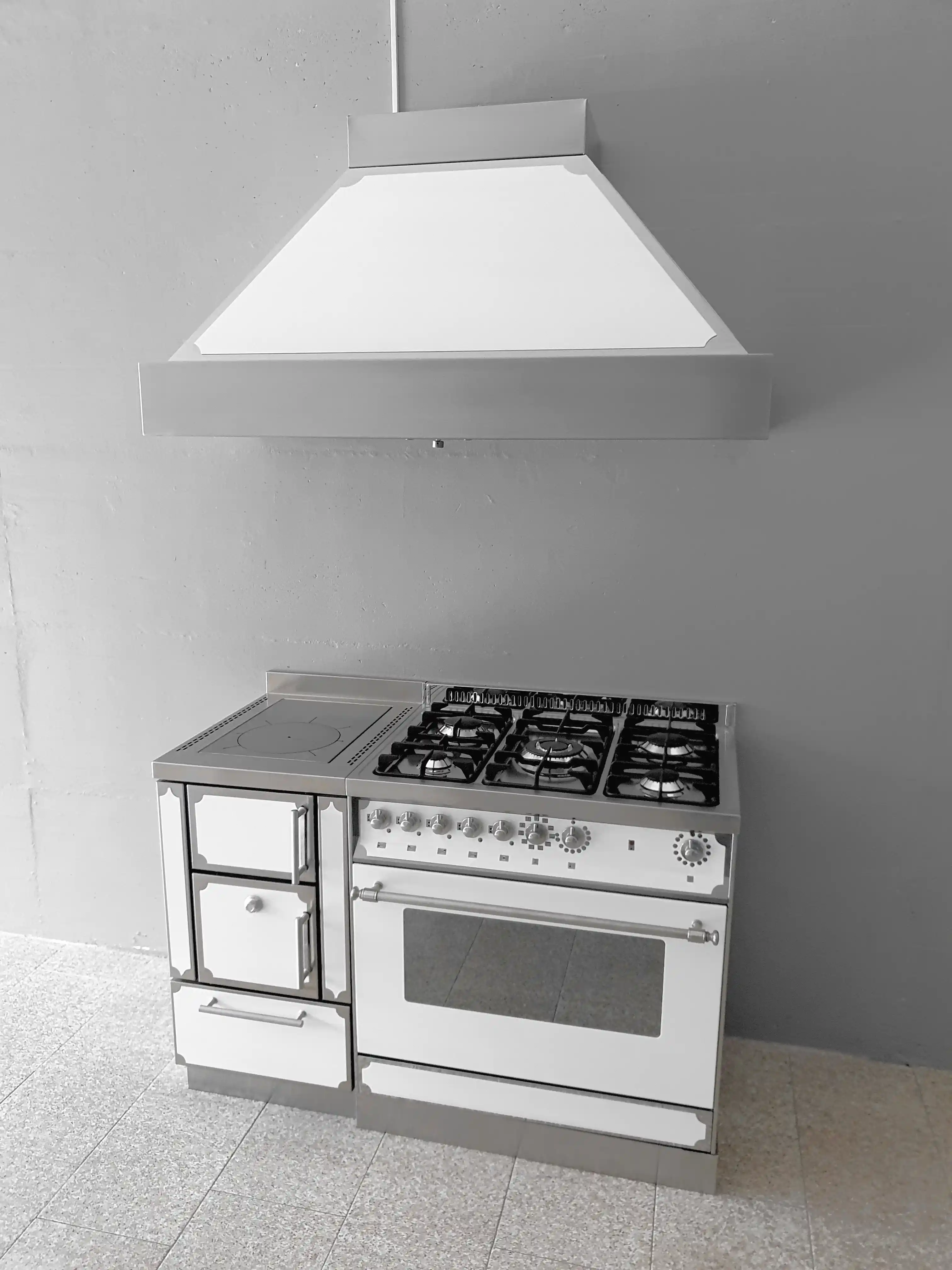 Cucina combinata gas legna 120cm con cappa Vescovi Cucine