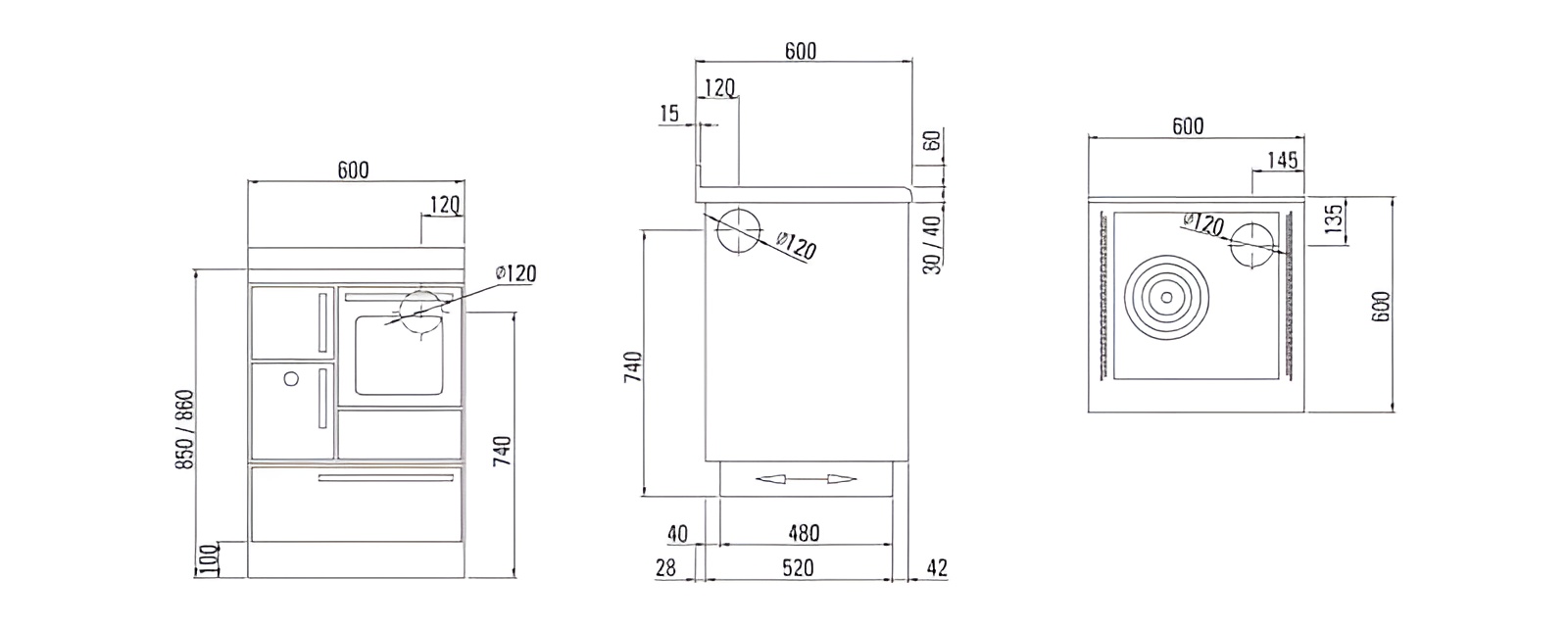 Disegni e misure XE 60 CF