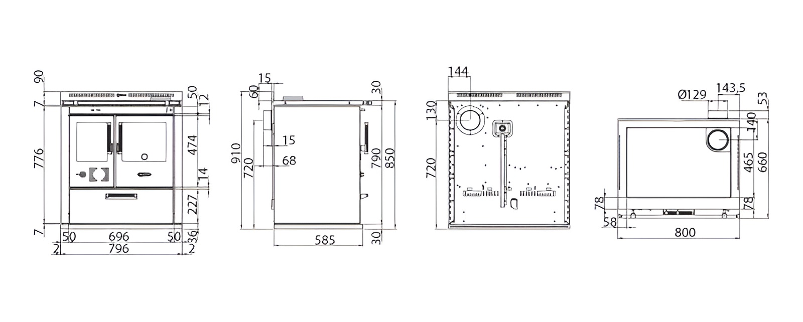 Disegni e misure Dama 80