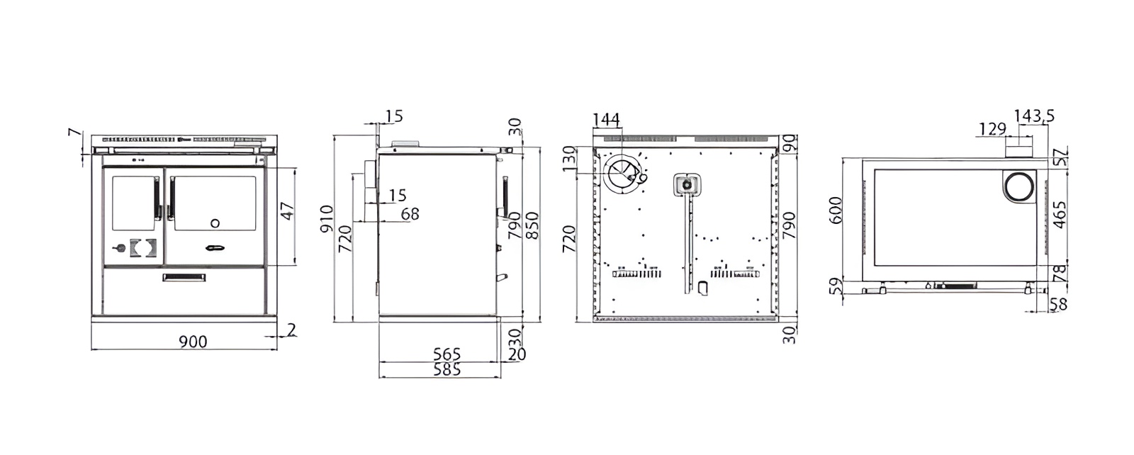 Disegni e misure Dama 90