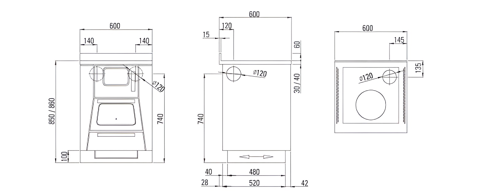 Disegni e misure XE 60 FS